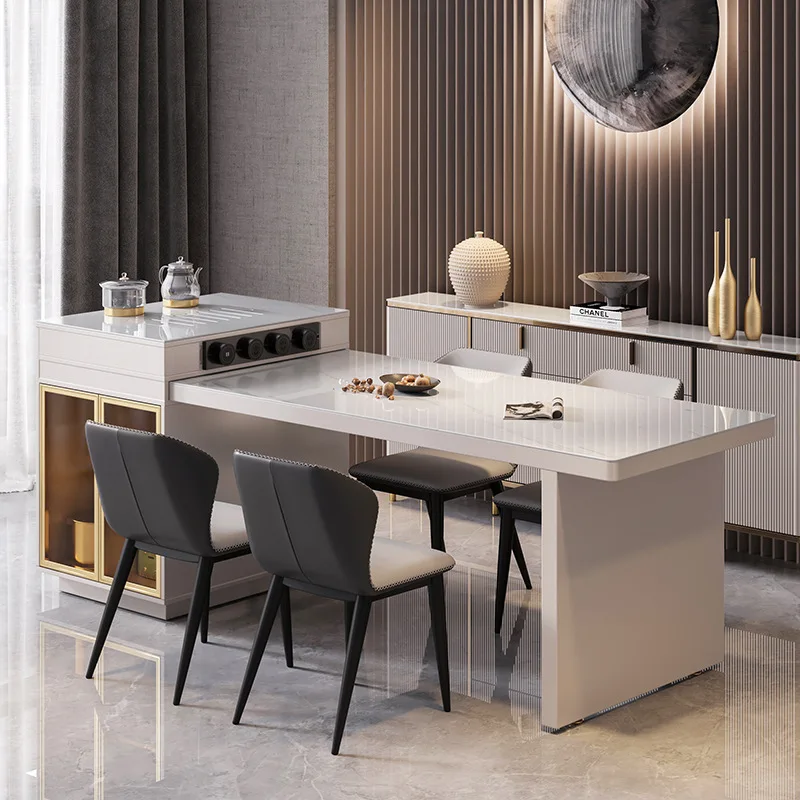 

Island table integrated modern simple rock slab tea table integrated open bar kitchen household
