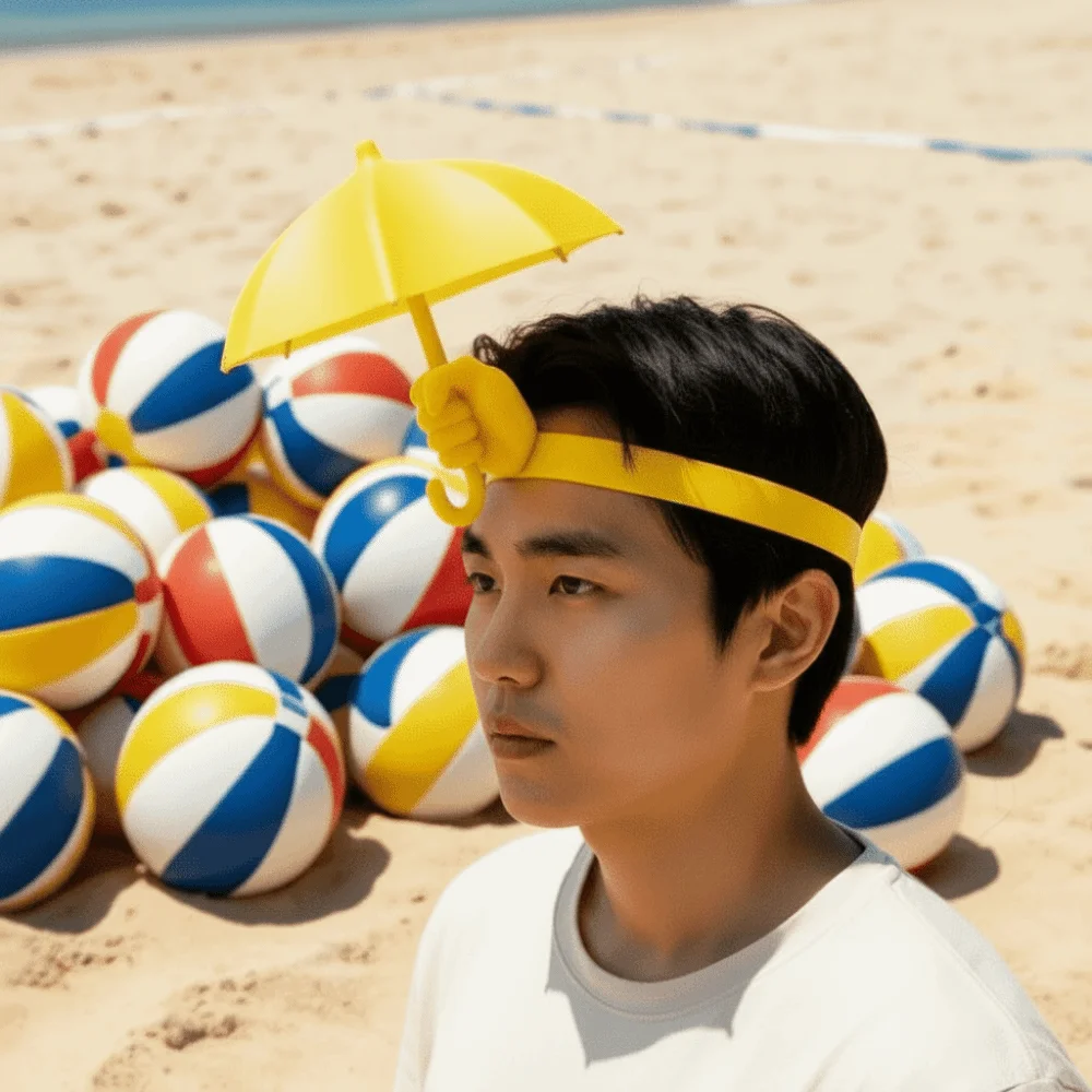 Photo Prop 3D-Printed Umbrella Hat PLA Material Hand-Shaped Mini Parasol Sun Cap Adjustable Hands-Free Creative Headwear Adults