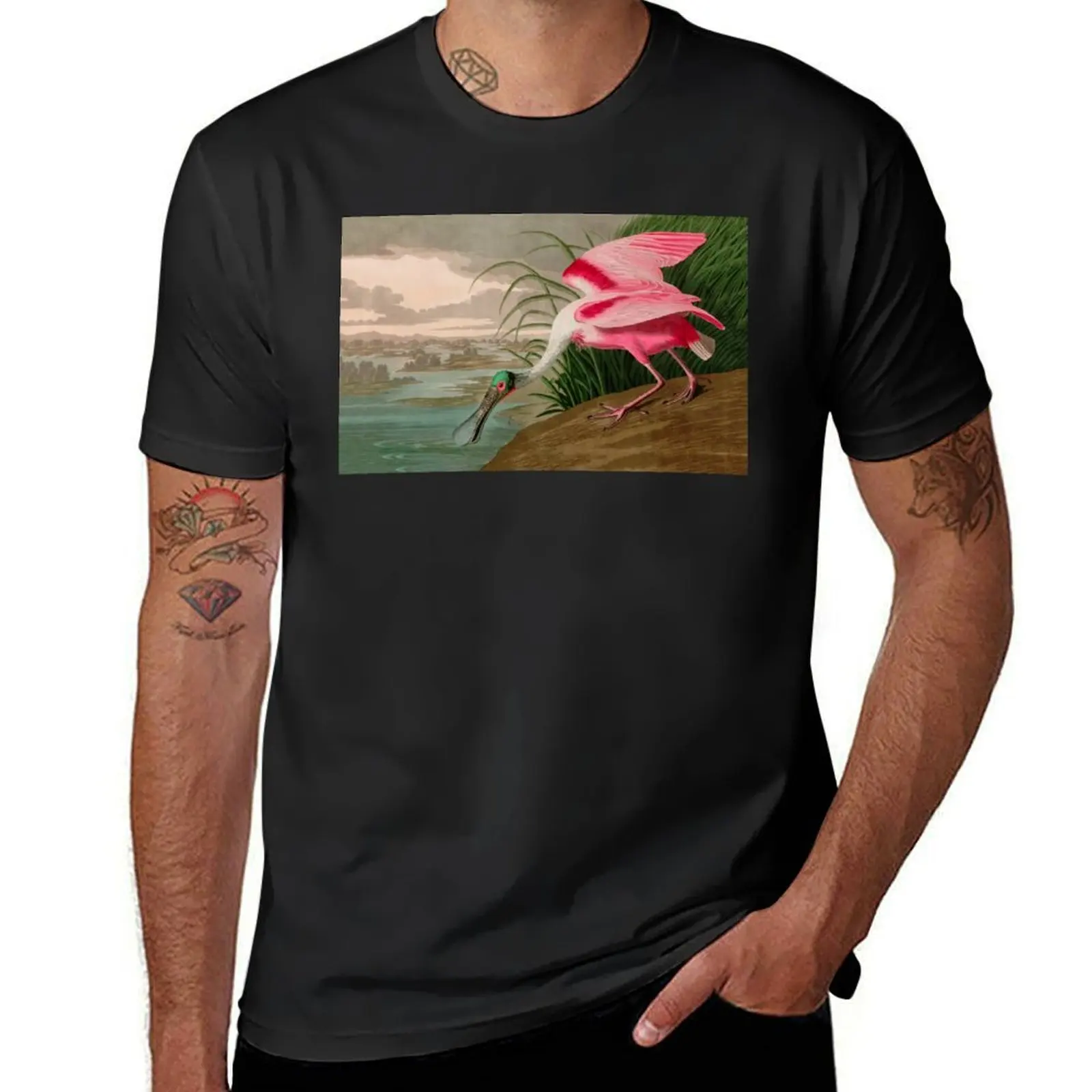 Roseate Spoonbill Birds of America Audubon Illustration Bird Lovers Gift T-Shirt oversizeds mens graphic t-shirts big and tall