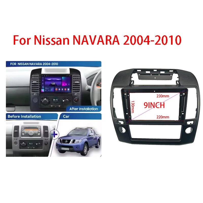 Fascias para Rádio de Carro de 7/9 Polegadas para Nissan NAVARA 2004-2010, Unidade de Estéreo Android MP5, Player de Vídeo GPS, Painel 2 Din