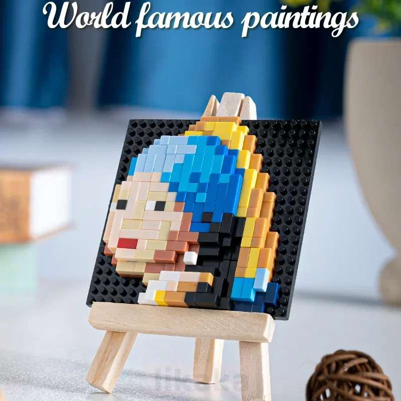 3D Pixel Art Famous Paintings Building Blocks Creative Van Gogh Starry Sky Micro Blocks DIY Toys Children\'s Gift Home Decoration