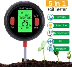 PH Soil Tester, 5 in 1 Soil Meter Moisture Tester Plant Soil Tester Kit with PH, Light And Moisture Acidity Tester for Flowers