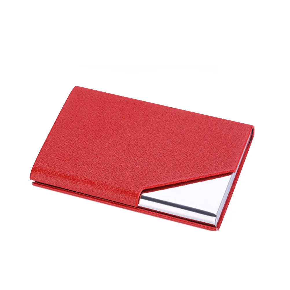 Portable Stainless Steel Business Name Holder Credit Card Case Red Organizer Professional Business Trip Use