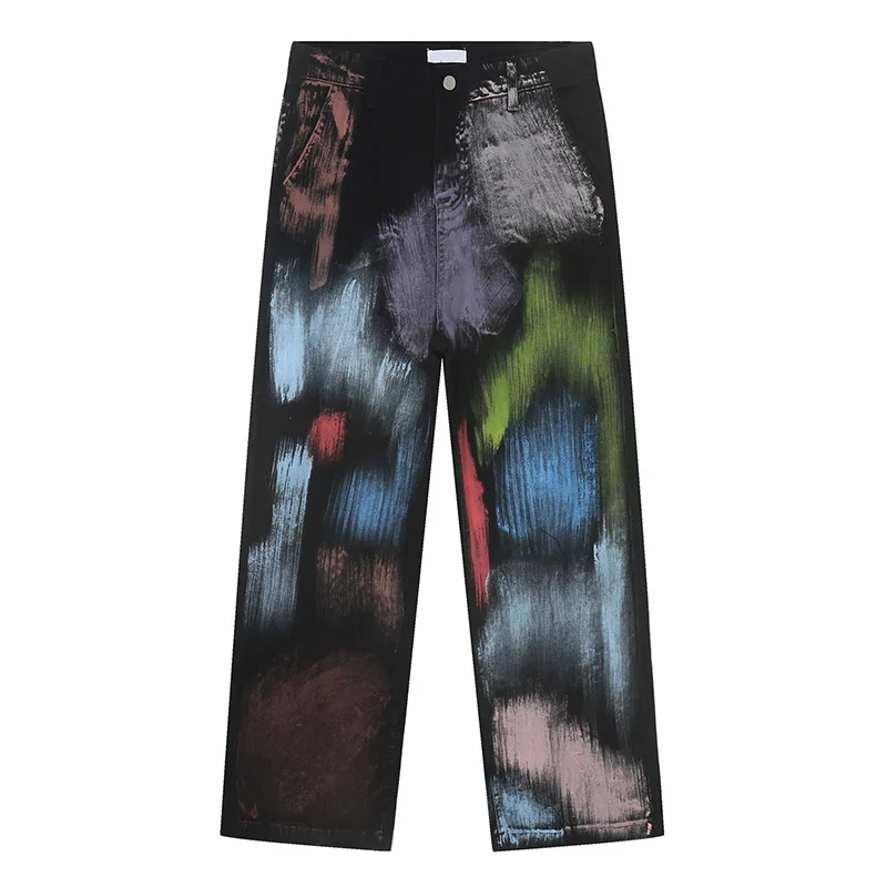 

Graffiti Printed Hip Hop Jeans Pants Men Harakuju Hi Street Streetwear Denim Trousers Loose Fit