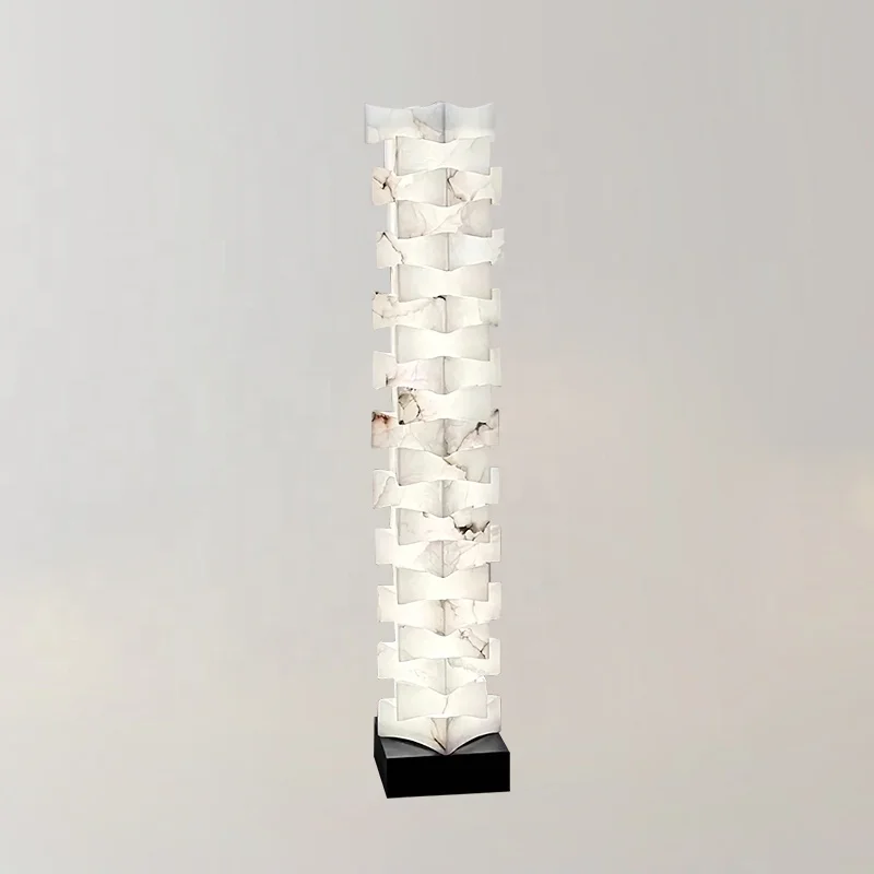 

Modern Hotel Lobby Marble Alabaster Floor Lamp Art Living Room Standing Table Lamp Villa Bedroom Office Decorative Lamp