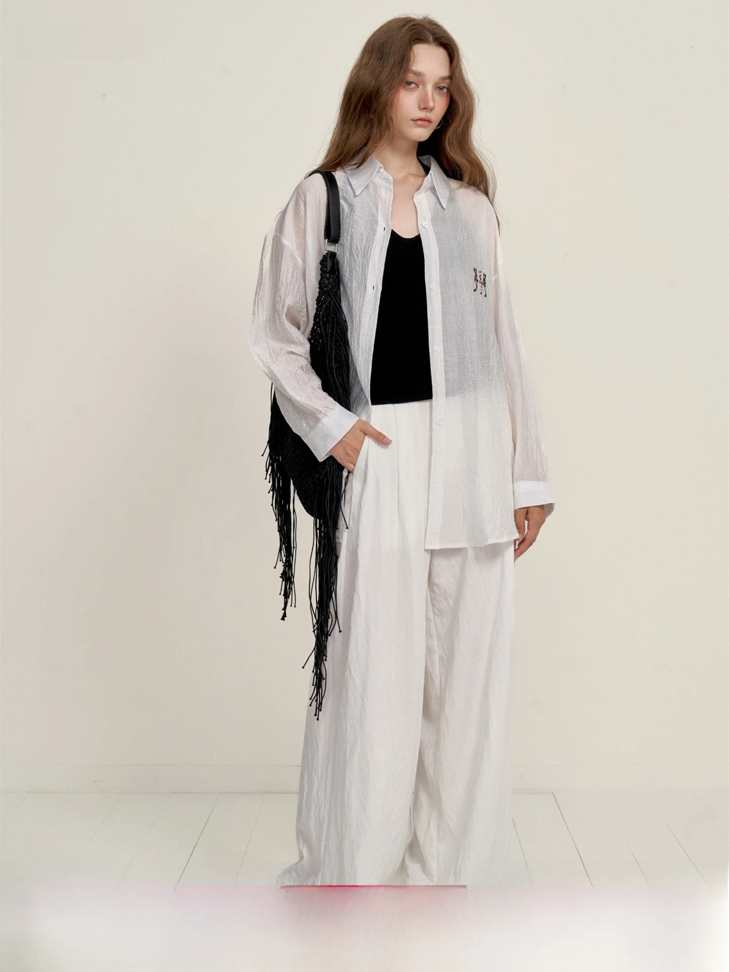 

Chill Zoeys Casual Faionable Women's irt Simple Design Top 2026 New Outerwear Loose Fit Polyester Long Sve Button up