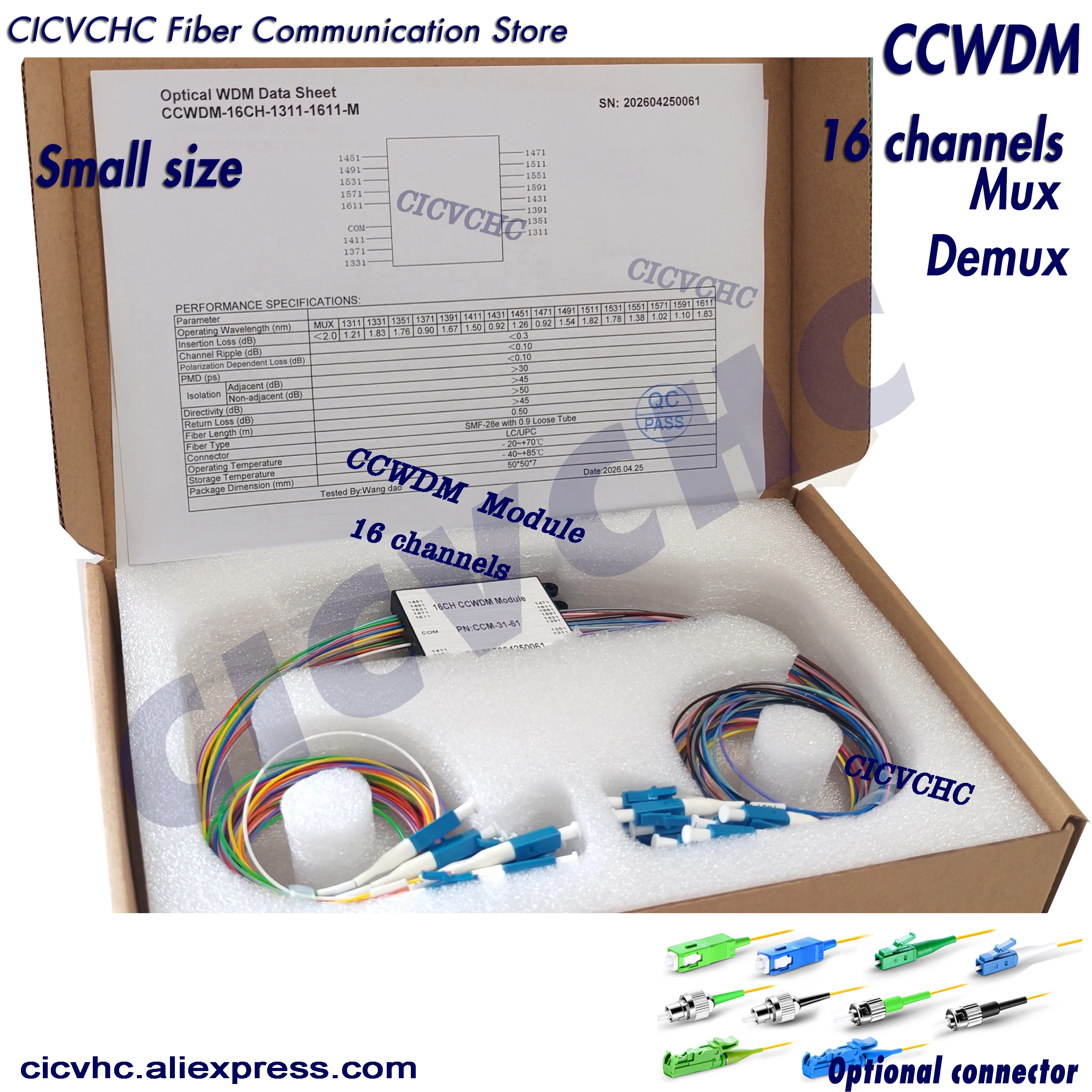 CCWDM module 16 Channel with Free-space Compact CWDM Mux/Demux with LC, SC, FC connector