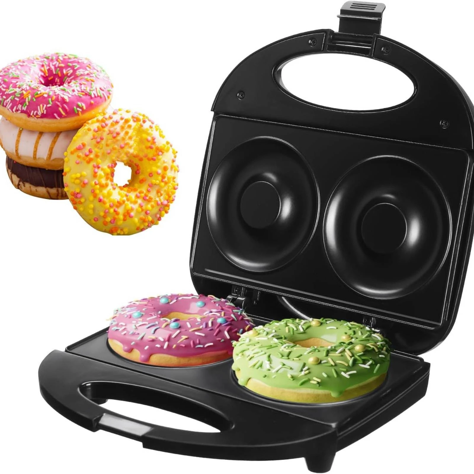 Countertop Donut Maker with Non-Stick Surface 750W Electric Non-Stick Doughnut Baker Electric Donut Maker Lightweight