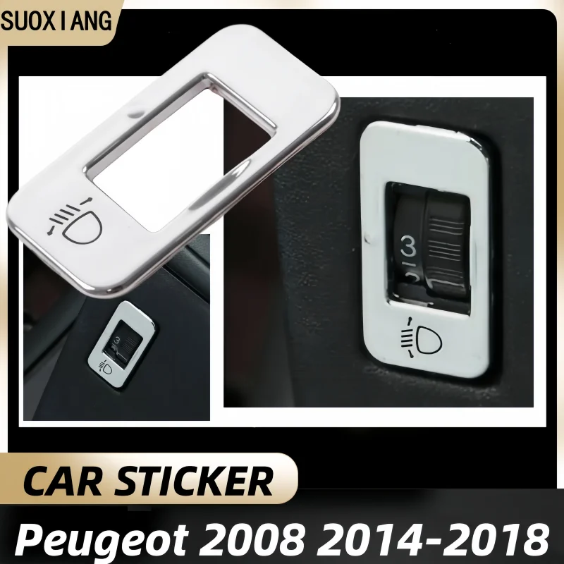

Wear-Resistant Stainless Steel Fog Light Control Switch Sticker For Peugeot 2008 2014-2018 Car Interior Accessory