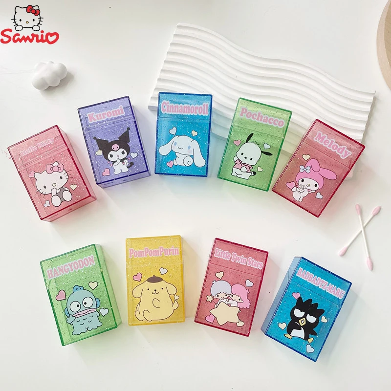 Sanrio Hello Kitty Kawaii przezroczyste pudełko do przechowywania Cartoon Kuromi Cinnamoroll Pochacco etui na zdjęcia etui na papierosy etui na waciki