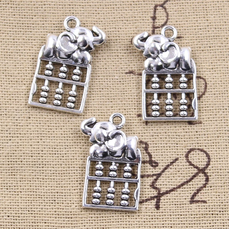 10pcs Charms Elephant Abacus 24x16mm Antique Silver Color Pendants DIY Crafts Making Findings Handmade Tibetan Jewelry