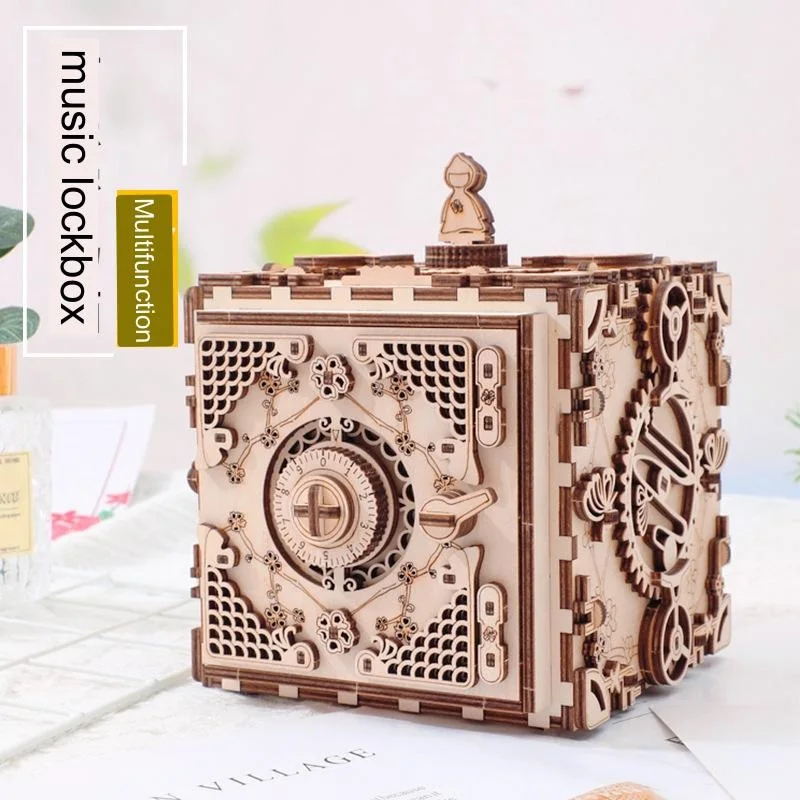 

Handmade assembled mechanical code box diy octave box creative wooden music box surprise gifts for boys and girls