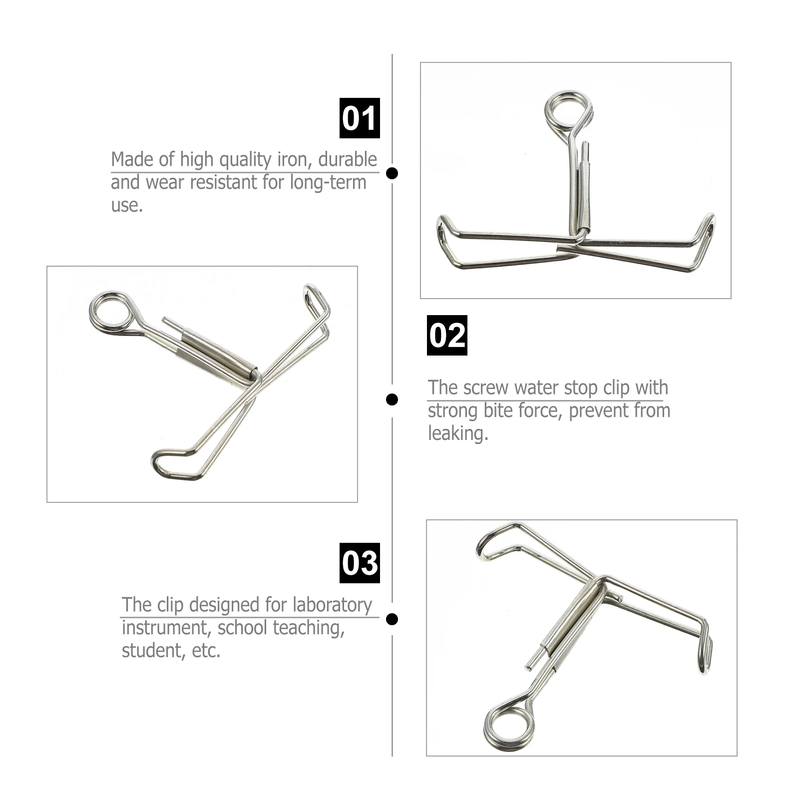 

10 Pcs Iron Pipe Clamps Waterproof Laboratory Tubing Stop Spring Stoppers Wear Resistant Strong Bite Force Leak