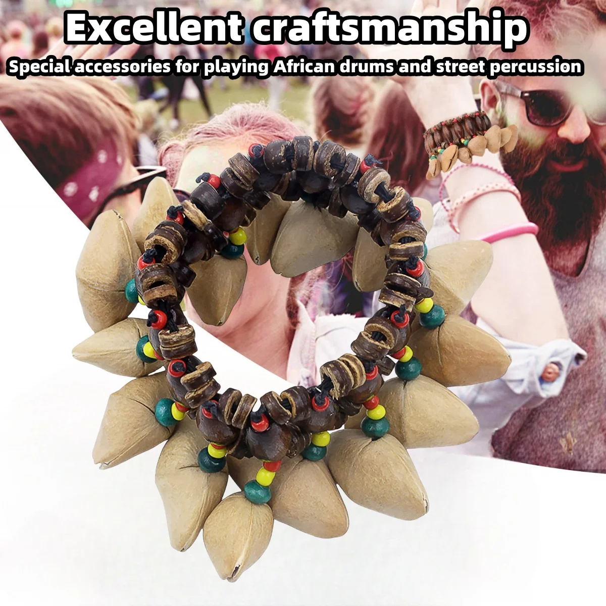 Miwayer الأفريقي الجوز قذيفة اليد جرس سوار القبلية نمط/ل Djembe الأفريقية طبل كونغا قرع آلة موسيقية الهدايا اللعب #5