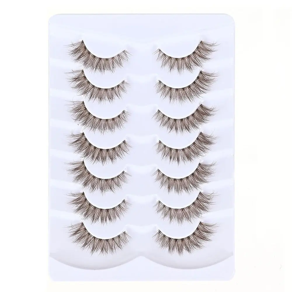 Feito à mão falso vison marrom cílios natural olhar c onda curto marrom cílios volume fino cílios postiços extensão