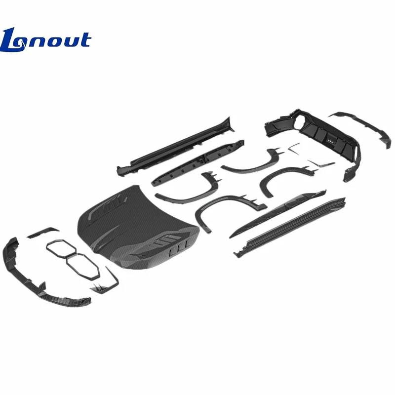 High Performance PK Style Dry Carbon Fiber Front & Rear Lips Side Skirts Rear Spoiler Bonnet Wheel Arches for XM Upgrade
