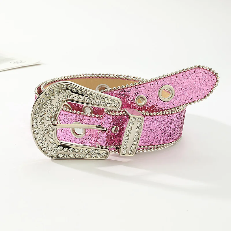 Dames Riem Y 2K Diamant Gesp Gekleurde Riem Eenvoudige Mode Veelzijdige Riem