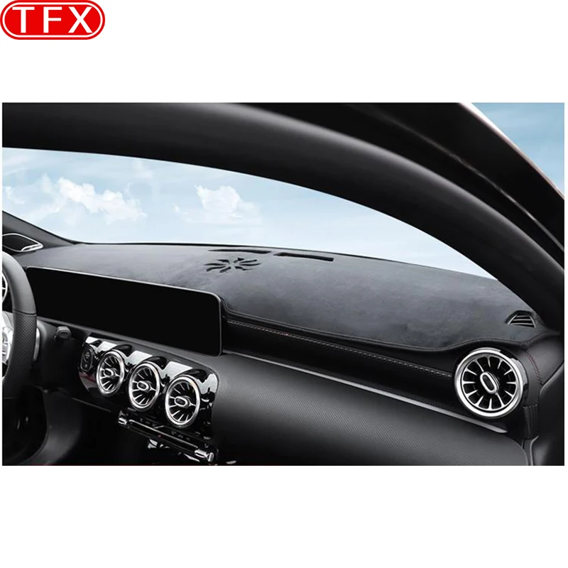 Flannel Dashmat Dashboard Cover Sun Shade Dash Board Cover Carpet For Mercedes Benz A-Class W177 A160 A180 A200 A45 Accessories