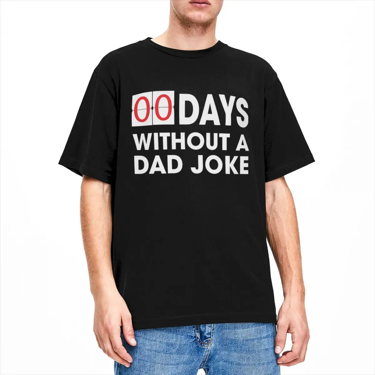 Fathers Day Birthday Present Men T Shirt 0 Days Without a Dad Joke Funny Tees Short Sleeve O Neck T-Shirt Cotton Printed Clothes