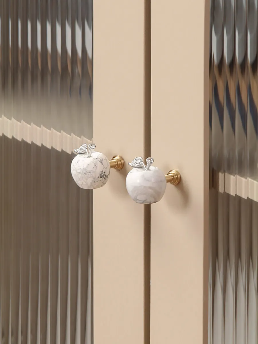 Nordic Crystal Apple Kitchen Cabinet Pulls Door Handle with Wardrobe Drawer Handle for Furniture Hardware