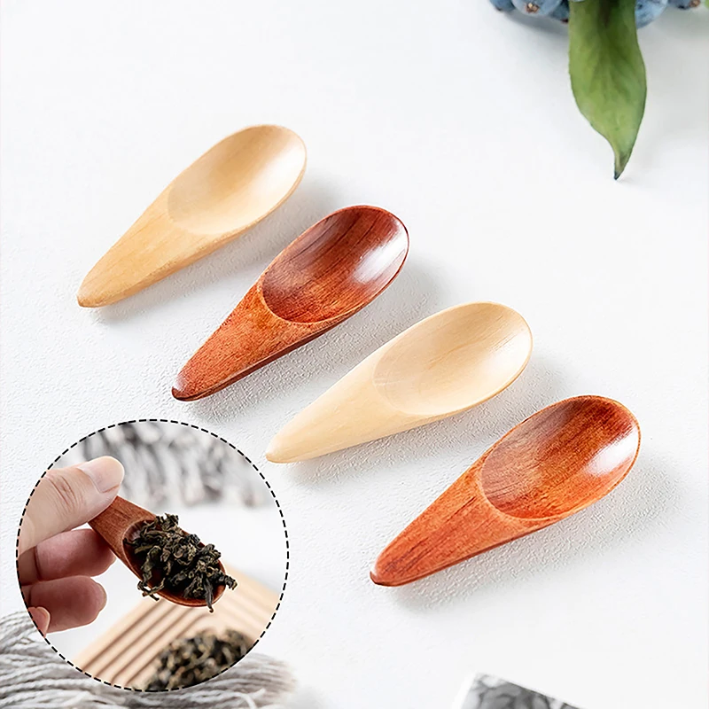 Wood Mini Tea Spoon Condiment Scoop Flatware Coffee Tea Small Mini Sugar Spoon Coffee Spoon Kitchen Gadgets 1Pcs 7X2.5Cm