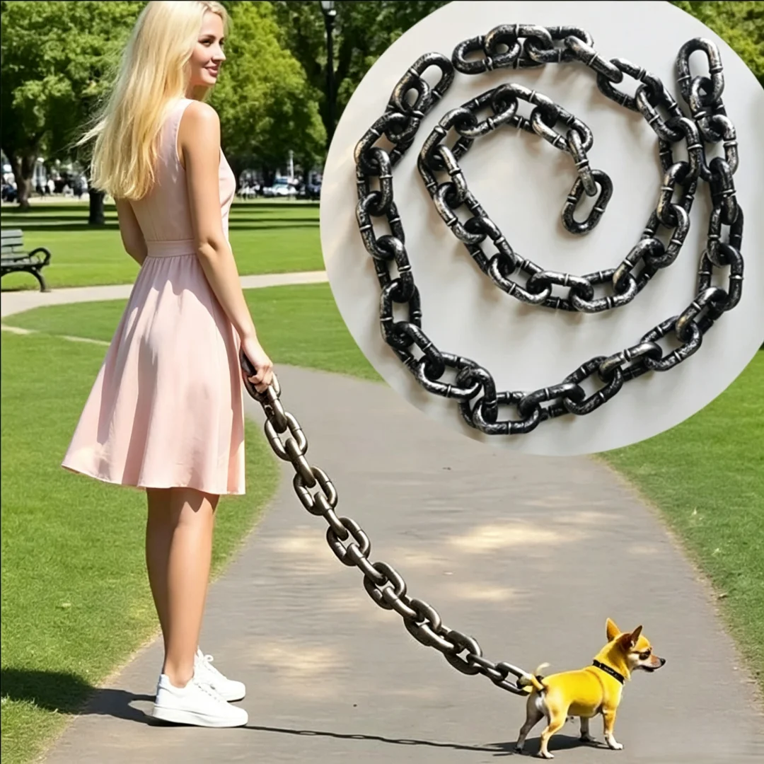 Lustige Leichte Hundeleine im Eisen-Look, Halloween-Scherzartikel, Riesige Plastikkette, Fotorequisiten, Dekoration, Niedliche Accessoires für Kleine Hunde – Detail 1