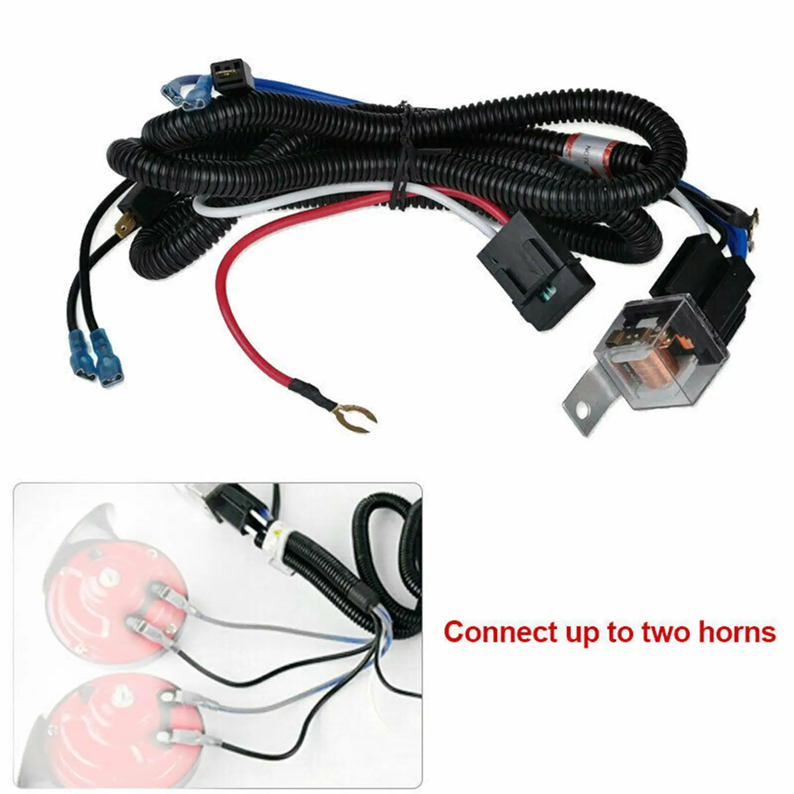 Horn Wiring Harness Relay Kit Vehical Grille Mount Copper Wire Accessory