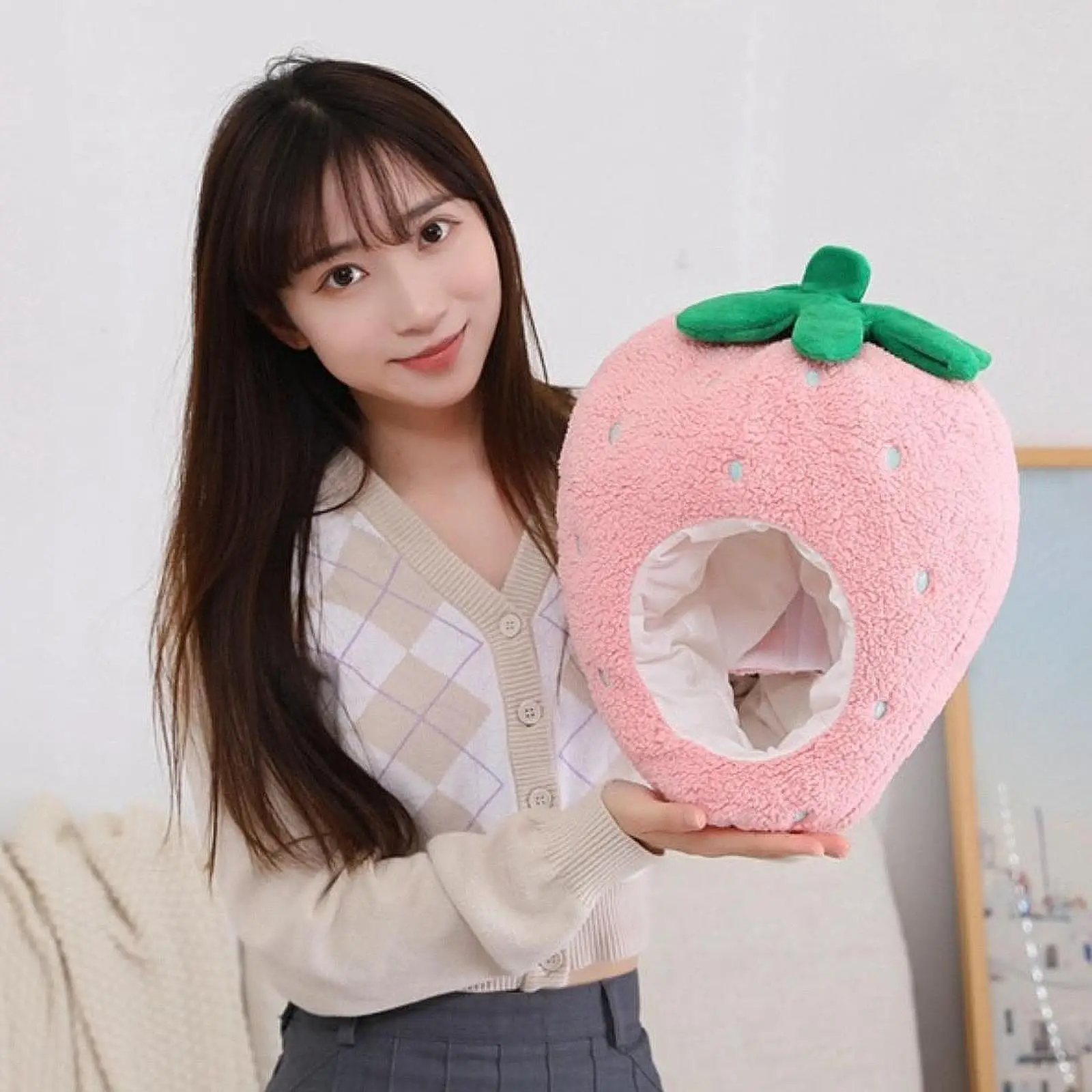 

Плюшевый головной убор с героями мультфильмов для взрослых, шляпа с фруктами, клубничная шляпа для выступления на сцене