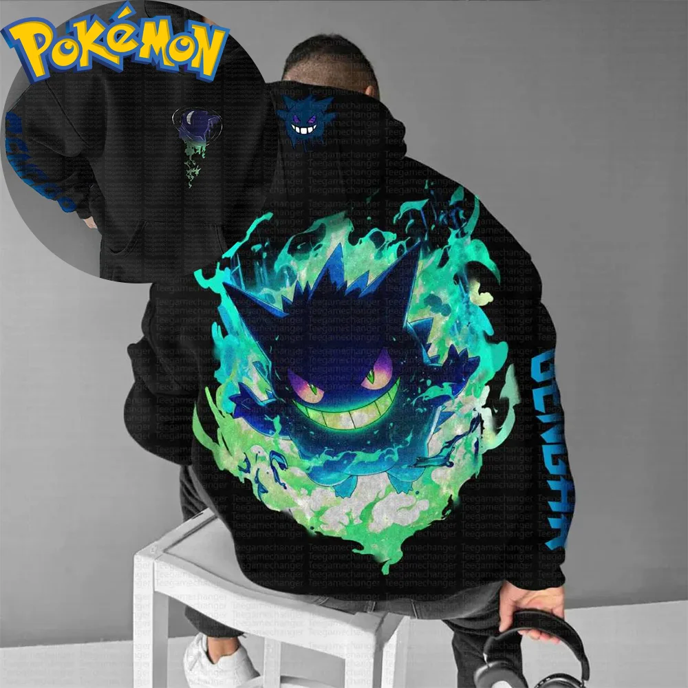 conjunto-de-moletom-pokemon-de-algodao-preto-com-estampa-traseira-de-personagem-tipo-fantasma-efeitos-de-chama-azul-e-logotipo-no-peito-manga-comprida-casual