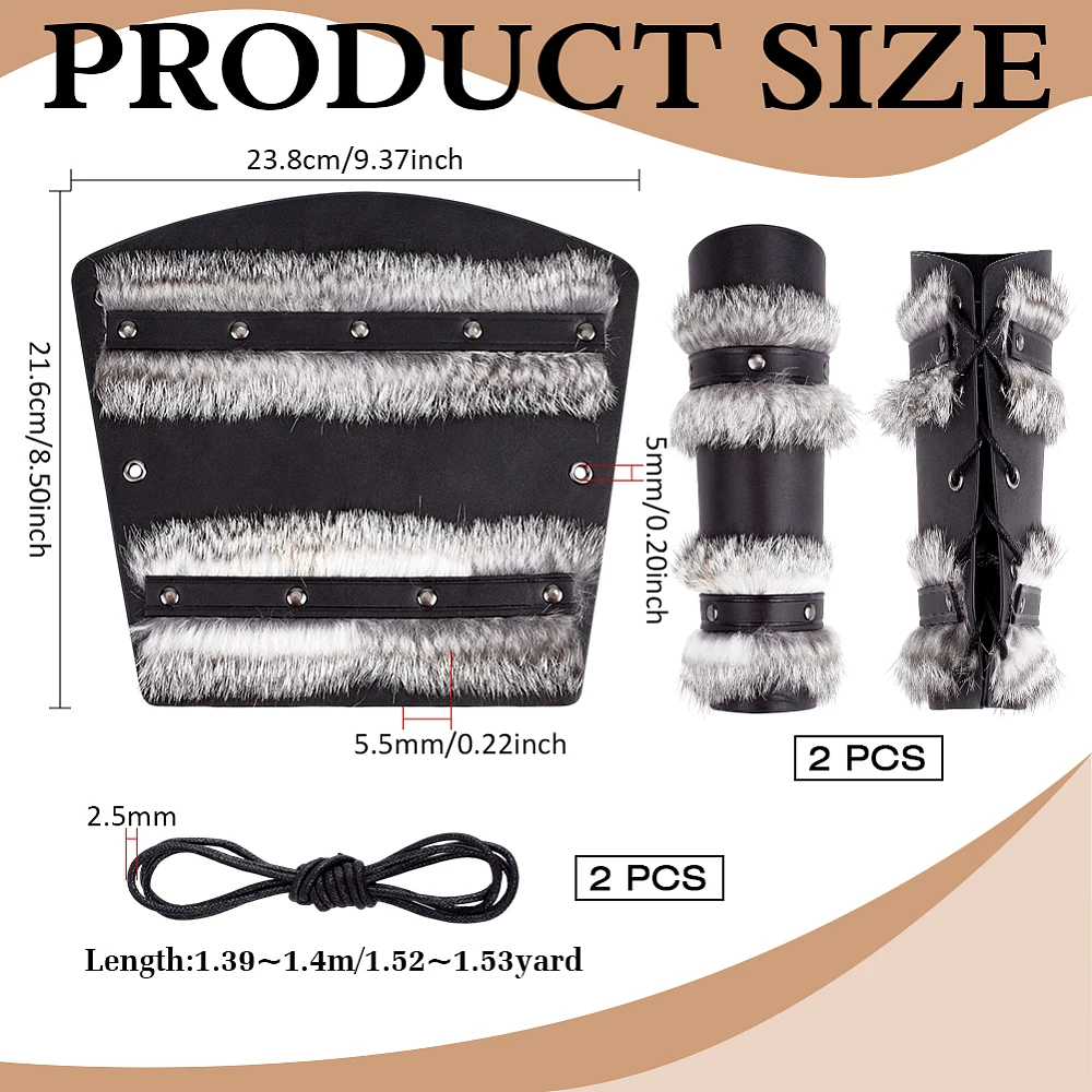 Artificial Fur Arm Guards PU Leather Wrist Warmers Fur Cuffs Fake Fuzzy Wrist Bracers Wrists Protector for Renaissance Festival