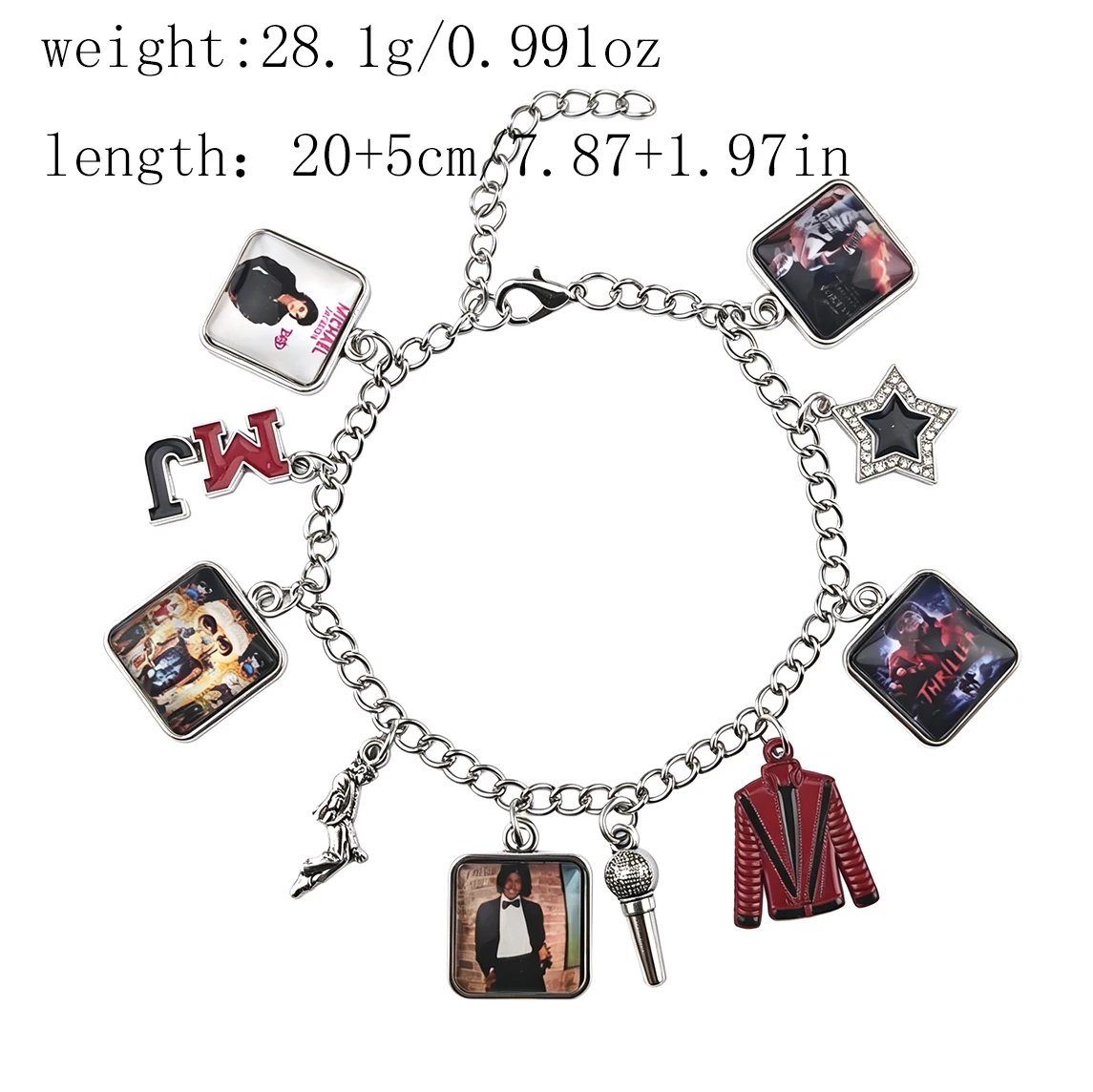 Künstler Sänger Michael Jackson Rock 'n' Roll Everlasting Classic Armband MJ Anhänger Trendiger Charm Punk Schmuck Geschenk für Männer und Frauen – Detail 1