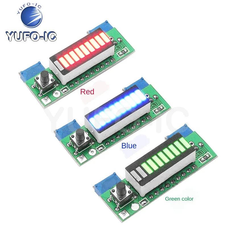 Free Ship 5pcs Power Indicator 12V Battery V Lithium Battery Battery Red, Blue And Green LED Indicator Metering Display Board