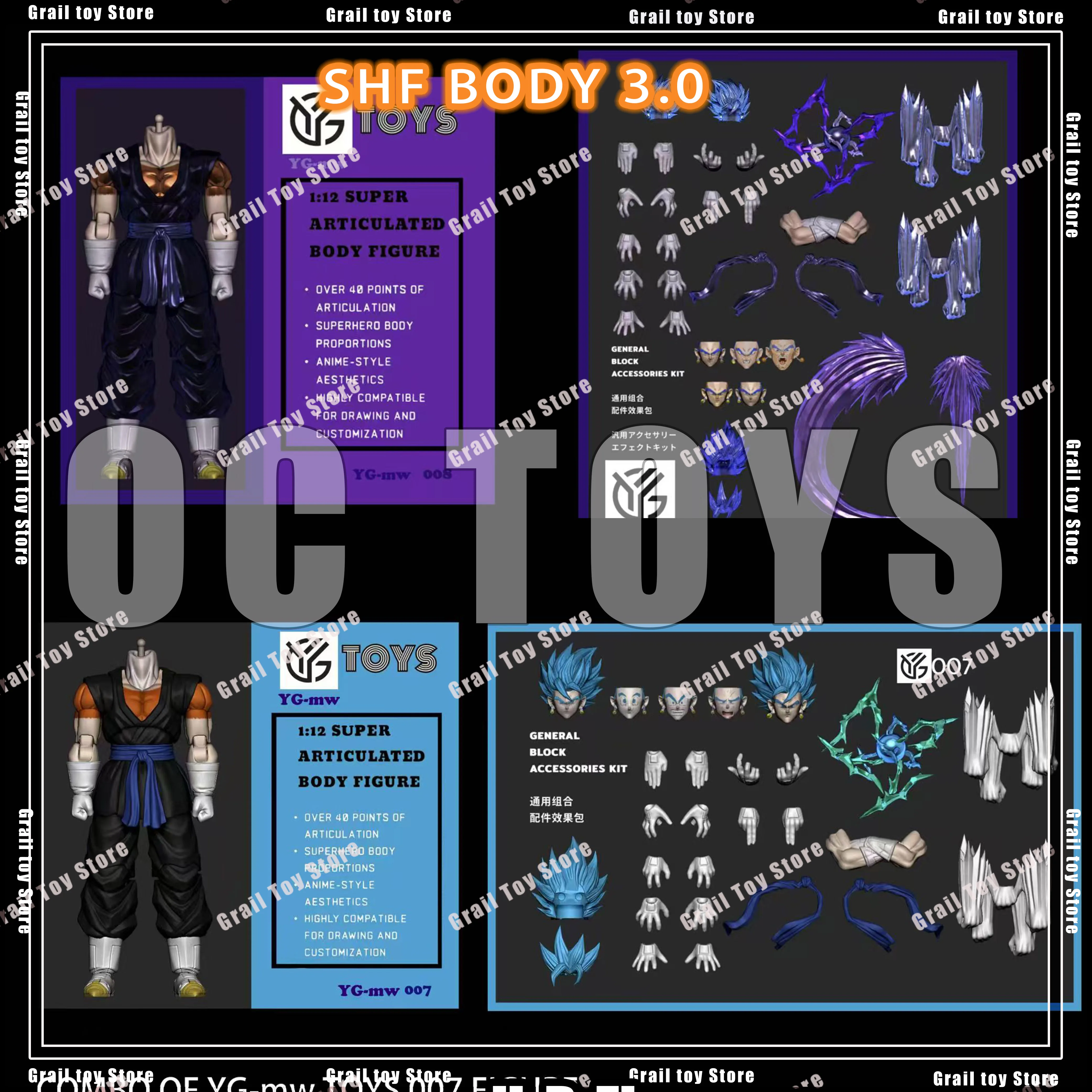 

New OC Toys Dragon Ball SHF Super Saiyan SSJ Veggetoo Son Goku Vegito 3.0 Figure Body Anime Action Figures Gift Toys