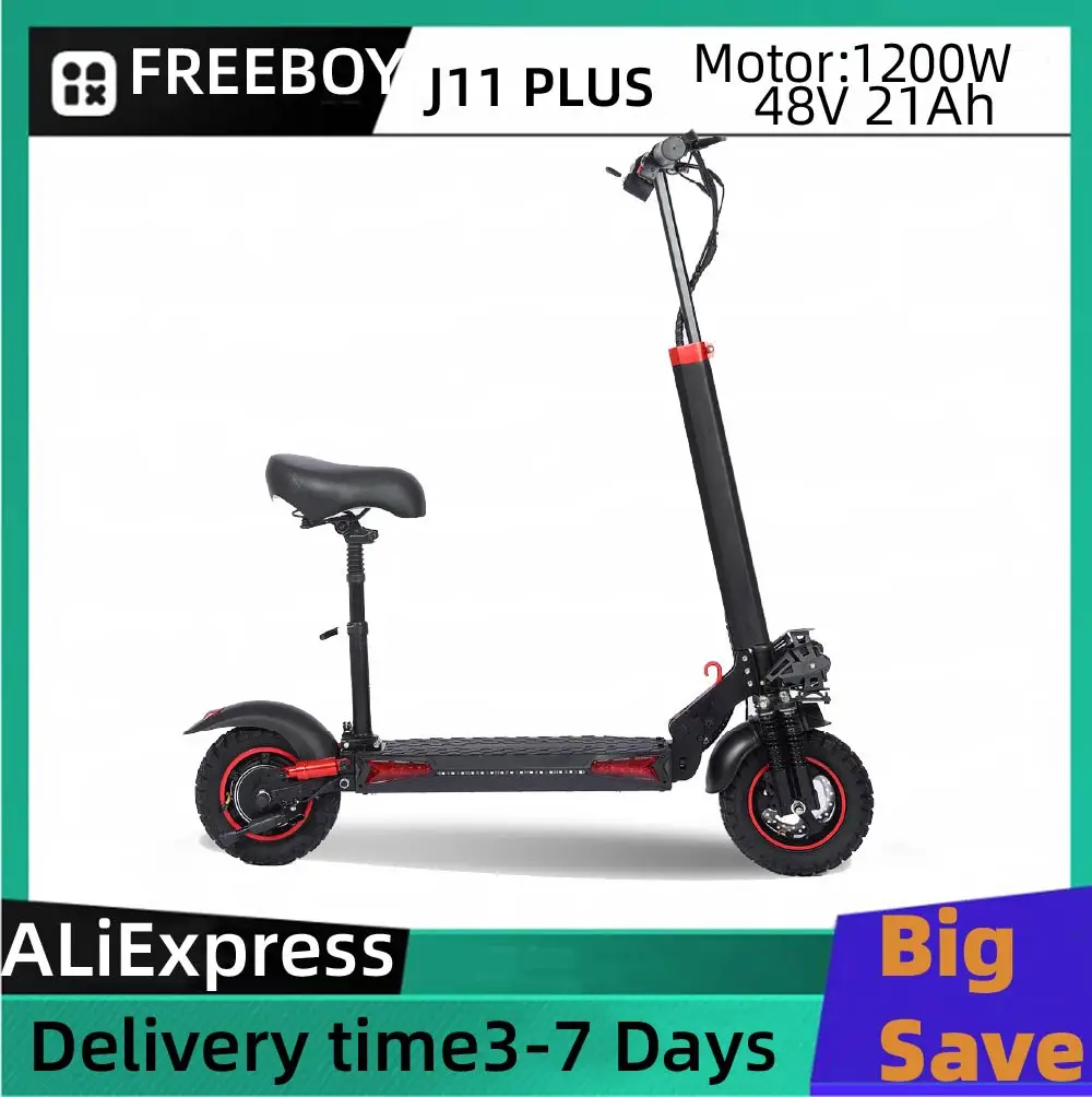 

FREEBOY J11 PLUS Adult Electric Scooter 1200W Motor 48V 21Ah Battery Folding E-Scooter 11 Fat Tire E-Mountain Scooter