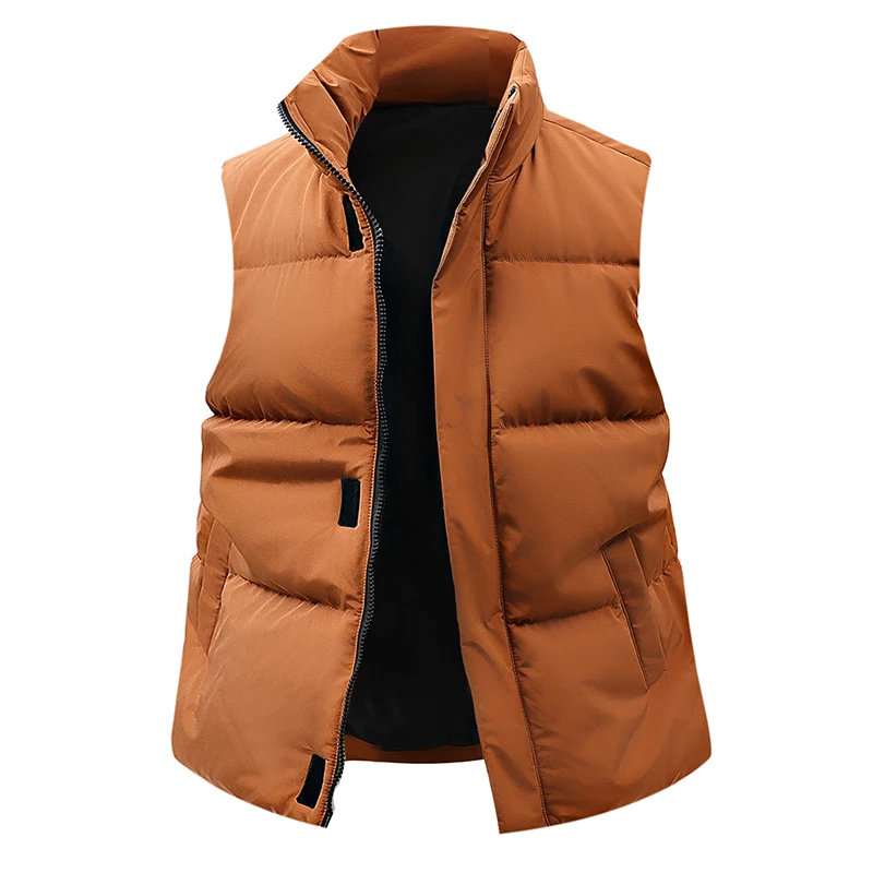 

Мужской зимний модный теплый ветрозащитный жилет с воротником-стойкой, хлопковый, повседневный, свободного кроя, городской стиль