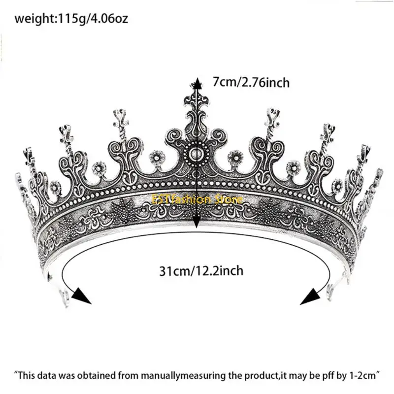 Y5GC Cosplay Crowns Hairhoop Antique Crownpie voor formele gebeurtenissen verzamelende rekwisieten