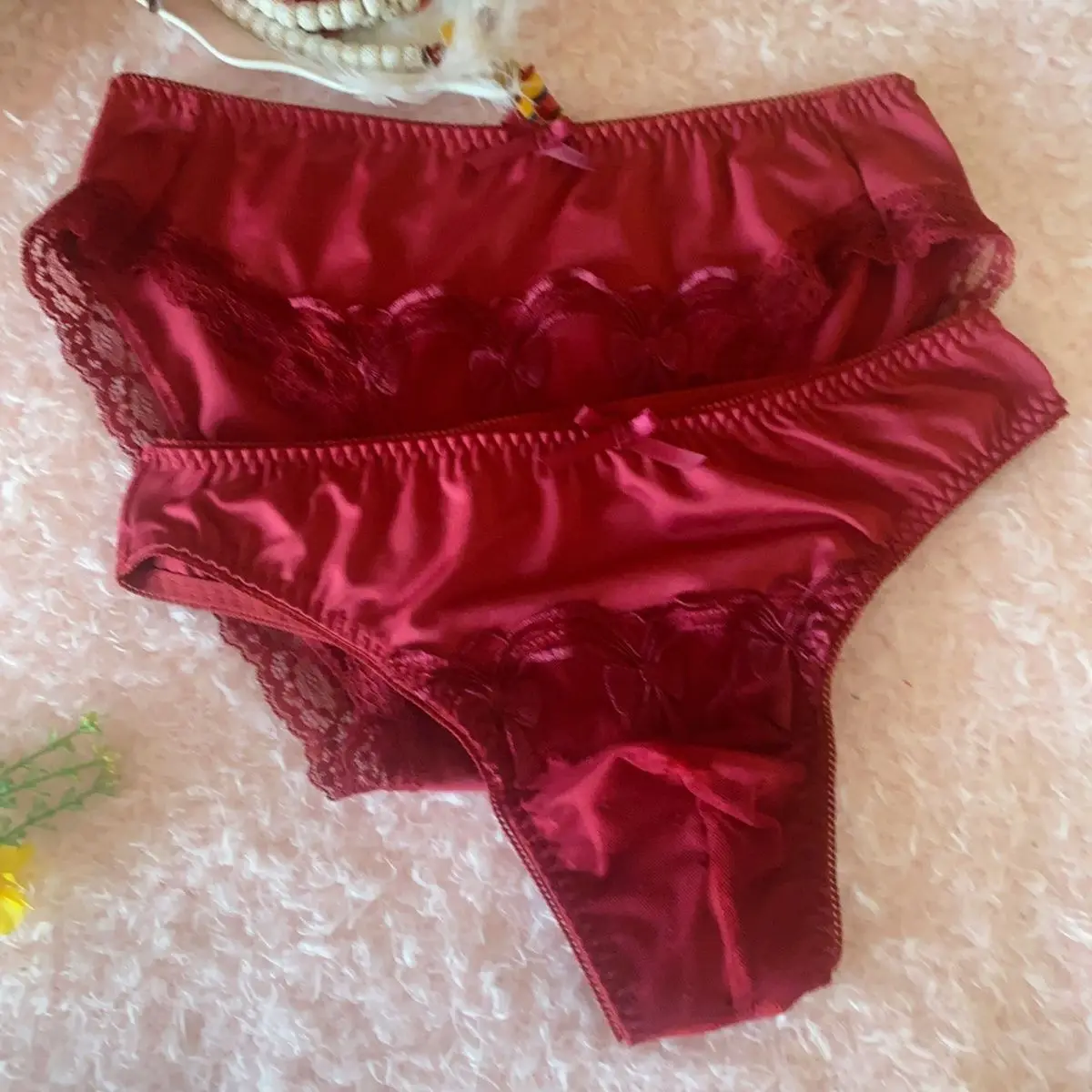 Milk Touch Man's Red Lace Bowtie BF Panty Briefs Live Show Dance Costumes Private Party FKK Harajuku Thai