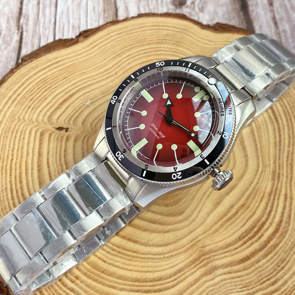 40mm Charm Tandorio Wine red Dial NH35 Automatic Watch Mens Sapphire glass And Black Ceramic Bezel 200m waterproof