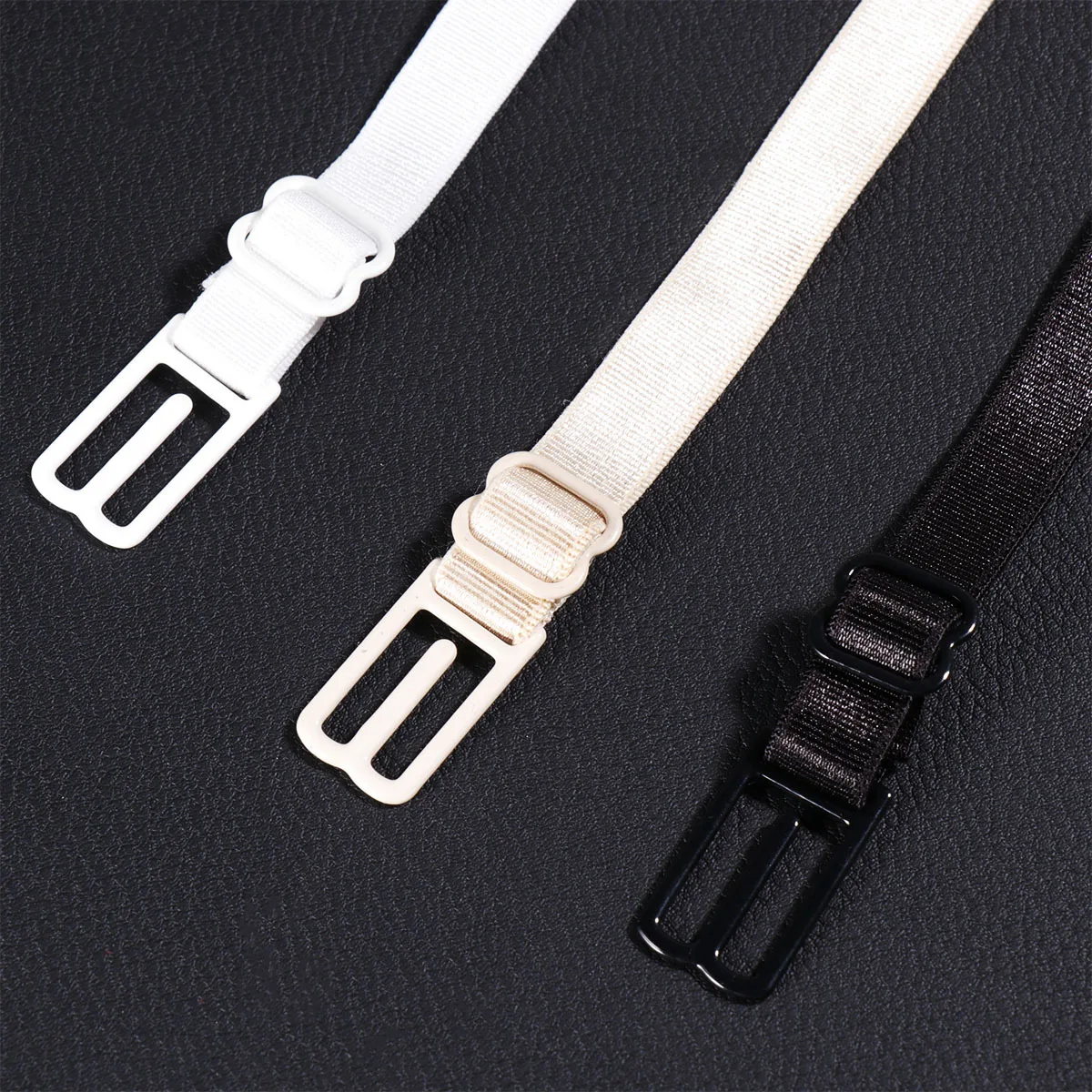 สายรัดเสื้อชั้นในกันลื่น 6 ชิ้น แบบสองสาย ไม่สามารถปรับได้ สีดำ สีเนื้อ สีขาว ป้องกันการเลื่อนหลุด