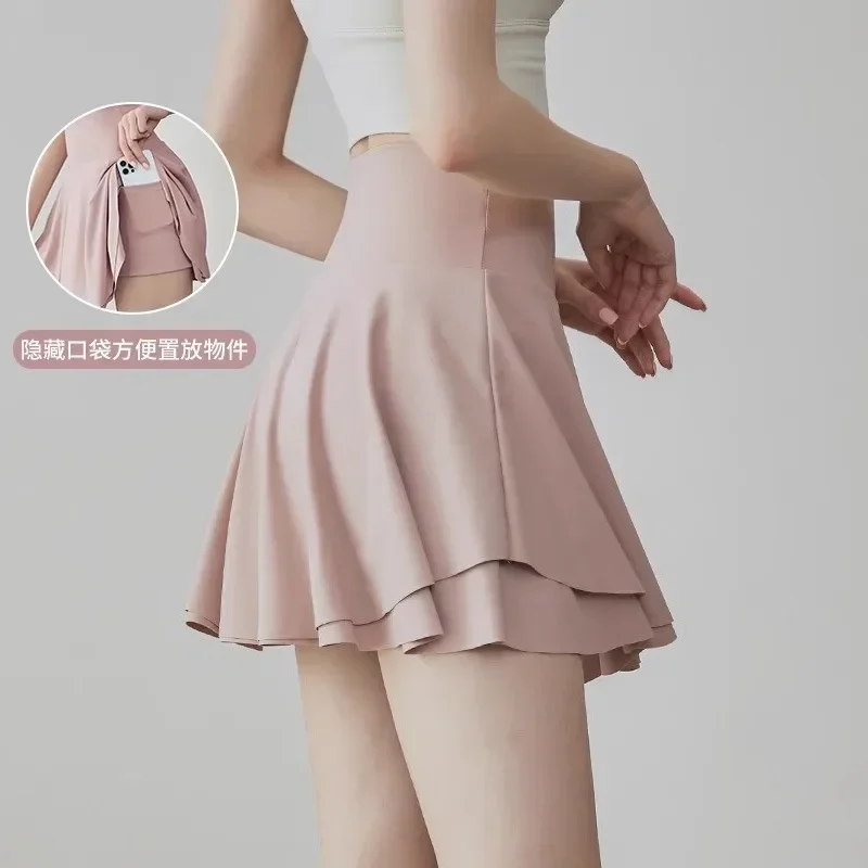 Summer Anti-exposure Badminton Tennis Pleated High Waist Sports Short Skirt Casual Outdoor Running Fitness Yoga Skirt Pants