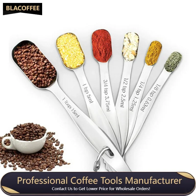 

Measuring Spoon Set 6 Pcs/Set Stainless Steel Practical Rectangular Head Measuring Coffee Spoons Seasoning Measuring Spoon Kit