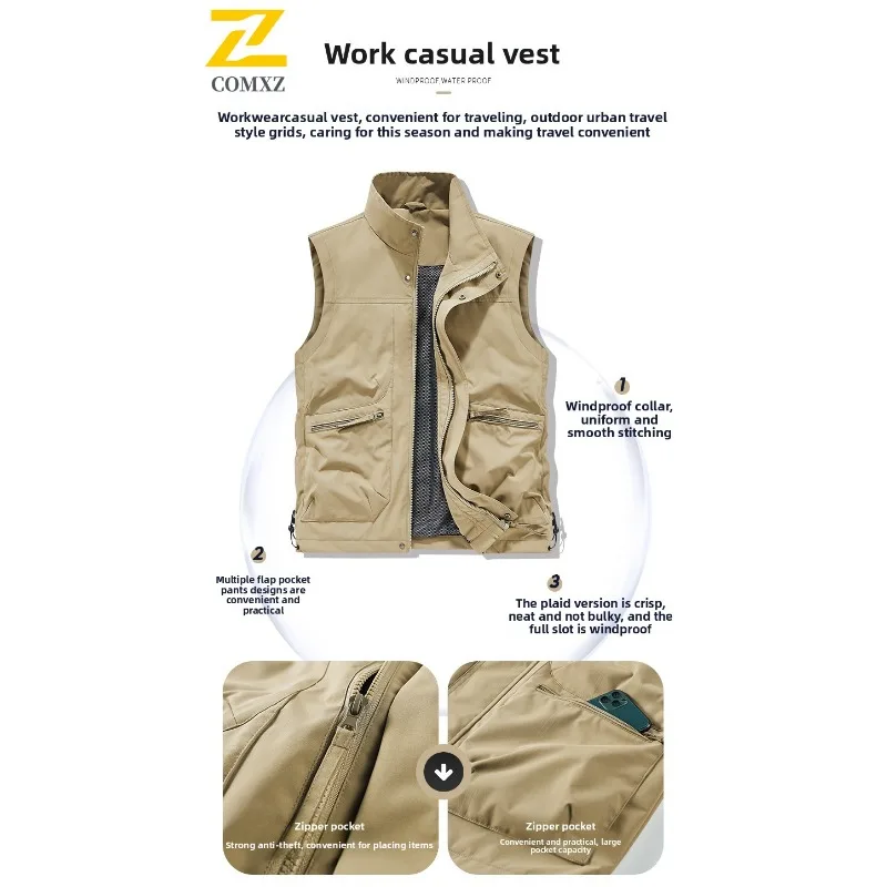 EIAO الرجال كل موسم فائدة العمل سترة الحد الأدنى جاكيت بلا إكمام مع الوقوف طوق للرياضة في الهواء الطلق الحضرية لباس غير رسمي 2025 #3