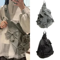Bow Shoulder Bag Tote Bag Y2K Japan Korea Zipper Model Merry JNY Ribbon Splicing Handbag Storage Bag Crossbody Bag Waist Bag New