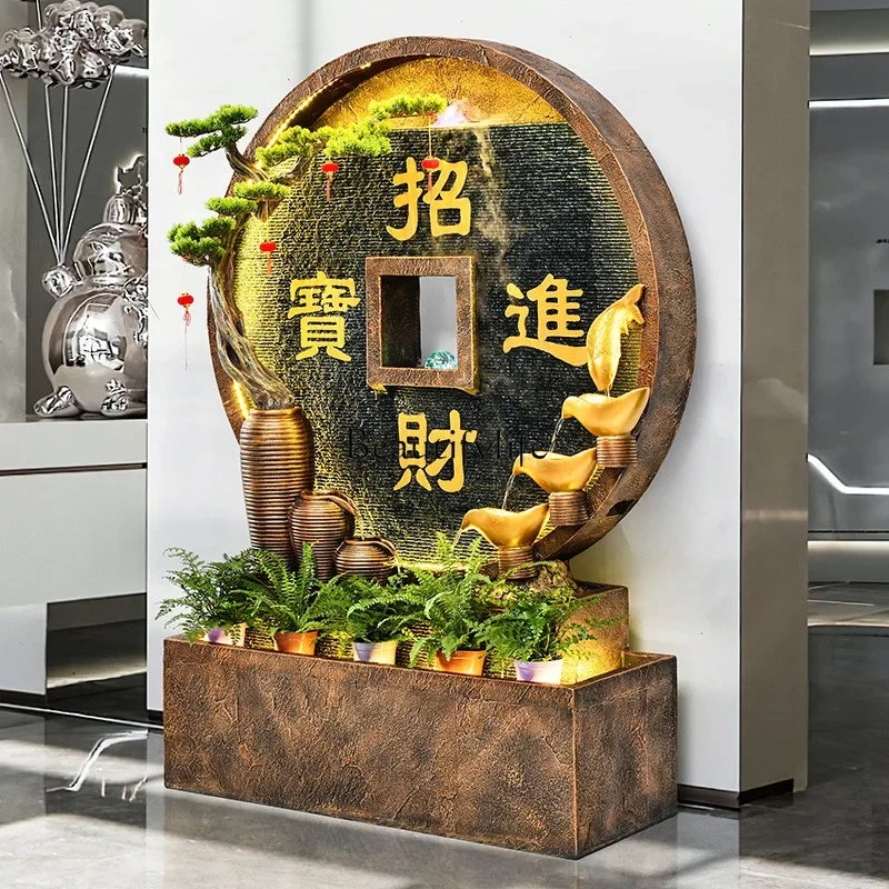 09Water curtain wall, rockery, waterfall, flowing fountain, office, living room decoration landscape, Zhaocai ornament company
