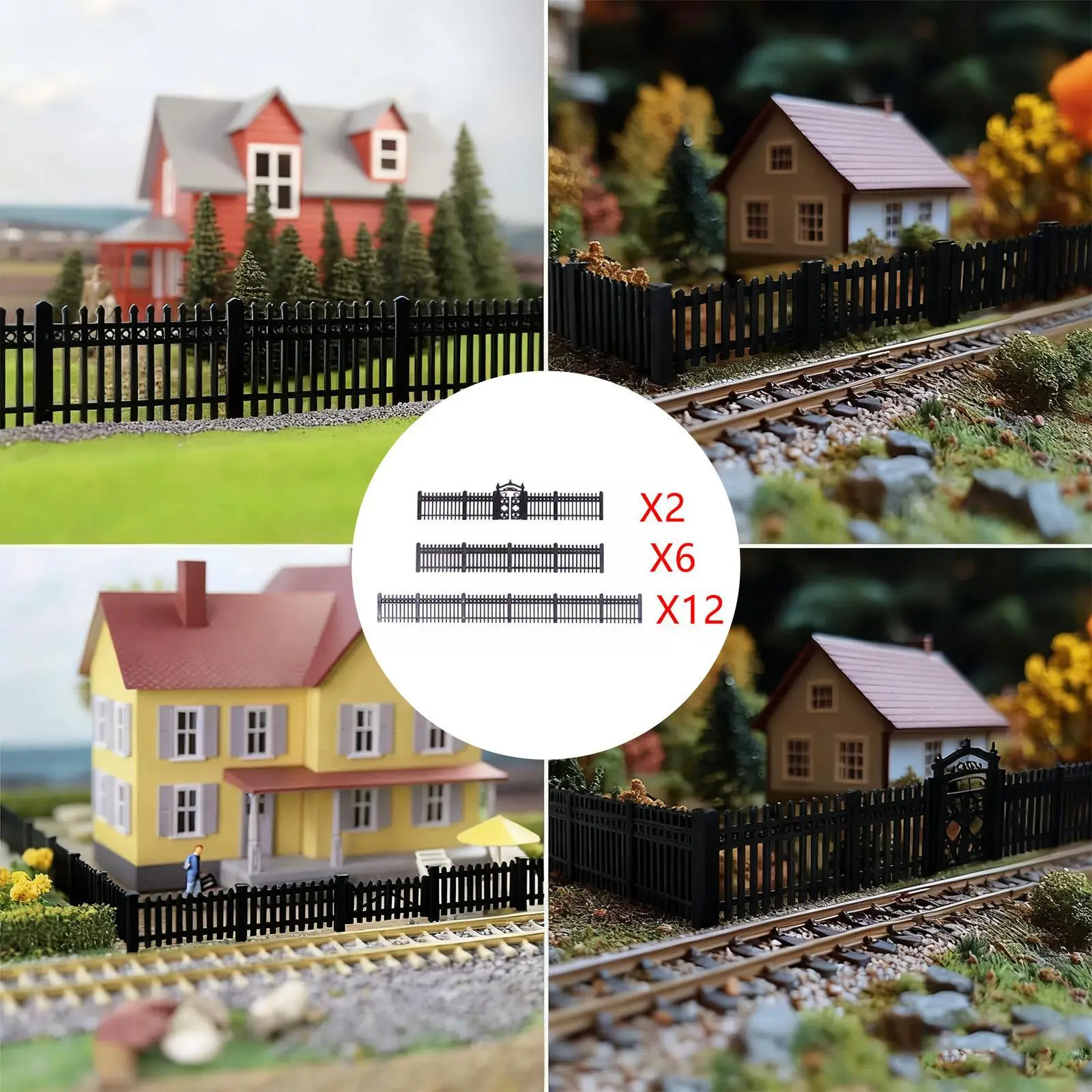 ชุดรั้วประตู HO Scale 1/87 สำหรับงานโมเดล ราวบันได โมเดลรถไฟ อุปกรณ์ตกแต่งฉาก สำหรับโต๊ะทราย ฉากไดโอรามา