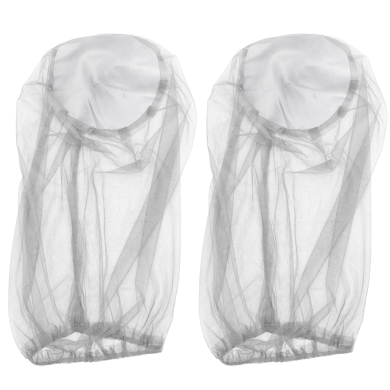

2pcs Mosquito Protective Hat Grey Cotton Beekeeping Net Veil Wide Brim Mesh Cap Fishing Hat Outdoor Travel Foldable