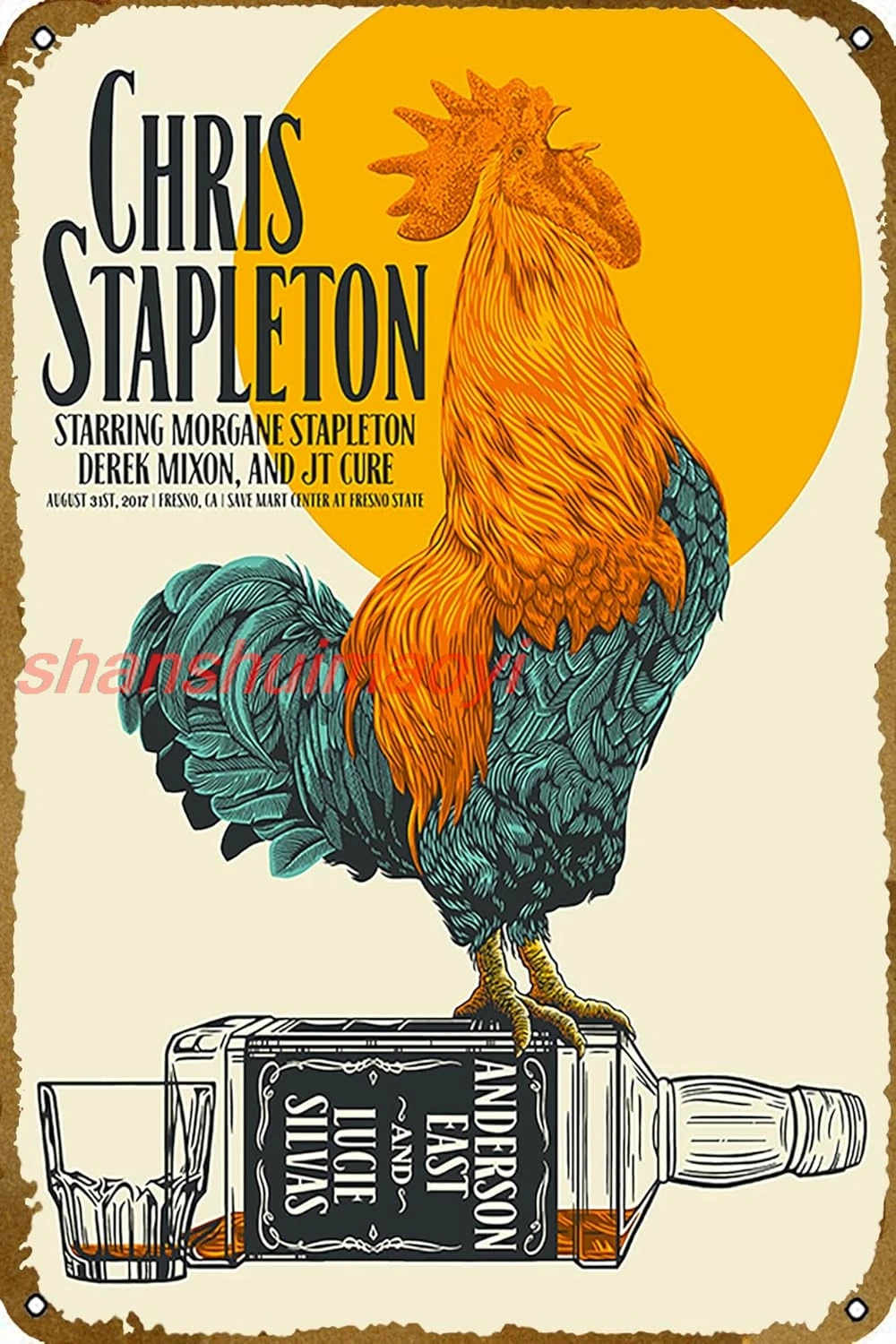 Chris Stapleton – 2017 – Fresno State Metal Tin Sign Outdoor Indoor Wall Panel Retro Vintage Poster 8x12 Inch KMN