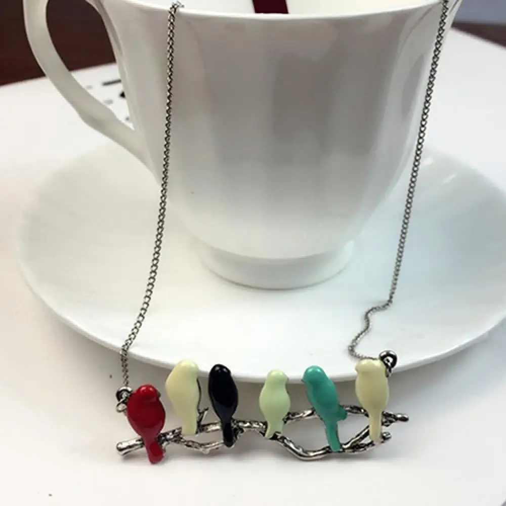 

Cute Animal Lovely Pendant Six Birds On Branch Women Long Jewelry Chain Necklace Sweater Necklace Fashion Necklace Women Jewelry