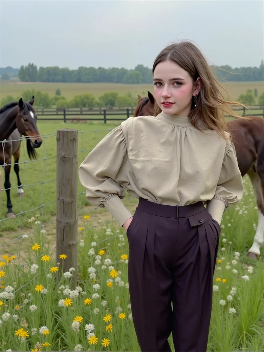 

Женские летние рубашки с длинным рукавом-фонариком, готические, панк-модные, эстетические, уличные, на пуговицах спереди, повседневные, простые, базовые топы