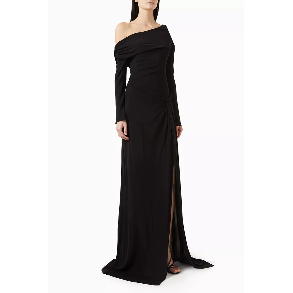 Abiti da sera classici di alta qualità in chiffon per abito da ballo lungo fino al pavimento con spalle scoperte Abiti dritti De Fiesta personalizzati